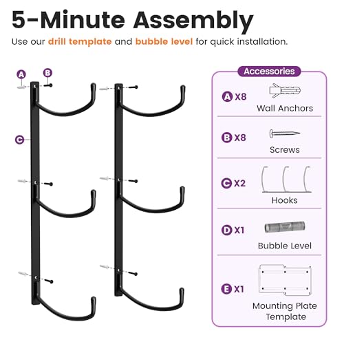 Yoga Mat Holder Wall Mount, 3-Tier Yoga Mat Storage Rack for Gym, Black - color: Black