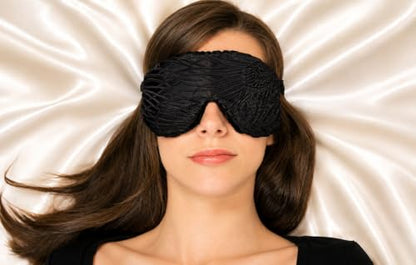 Handmade Opulence Yoga Eye Pillow - Weighted Flaxseed Fill, Lavender Aromatherapy, Satin & Velvet, Adjustable Strap - Ideal for Meditation & Restful Sleep - Black Magic - TEMFL-BM - color: Black Magic