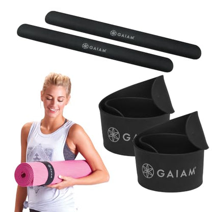 Gaiam Yoga Mat Slap Band — Slap-On trap for Easy Storage & Travel — Durable Snap Band Fits Most Rolled Yoga, Pilates & Exercise Mats
