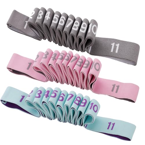 11 Loops Multi-Grip Stretch Strap with Numbers, Non-Slip Elastic Yoga Band for Physical Therapy, Ballet & Dance Flexibility