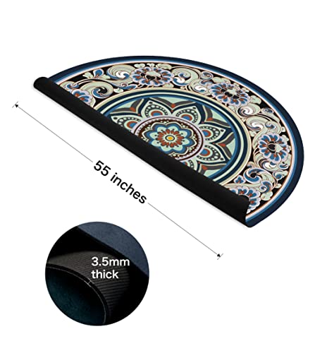 Knsbk Large Round Yoga Mat 4.6'X3.5mm for Exercise Premium Extra Thick, Ultra Comfortable, Non Slip, Meditation Mat - color: Mixed flowers A