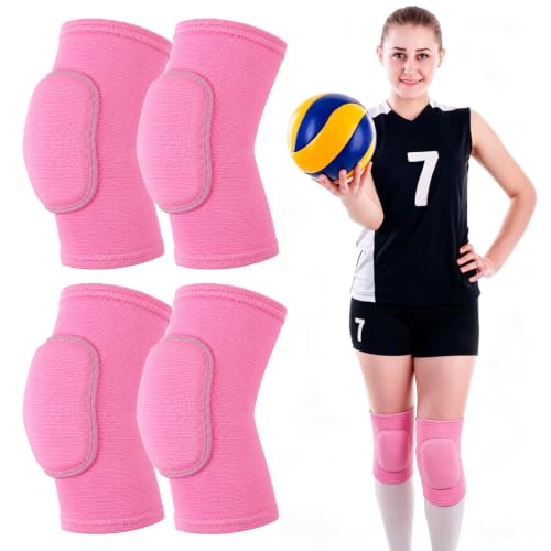 2 Pairs Volleyball Knee Pads Youth, Pink Knee Pads for Girls, Women - color: Pink, size: Large