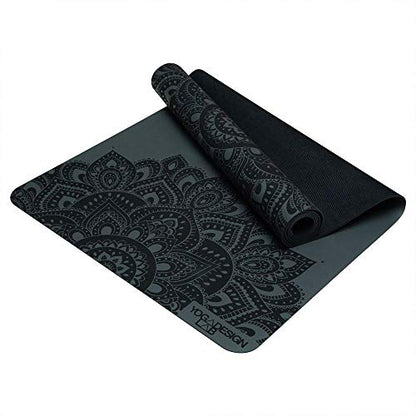 YOGA DESIGN LAB | The Infinity Mat | Luxurious Non-Slip Design Provides Unparalleled Grip to Support and Align You Beautifully | Eco-Friendly | w/Carrying Strap! - color: Mandala Charcoal, size: 3mm
