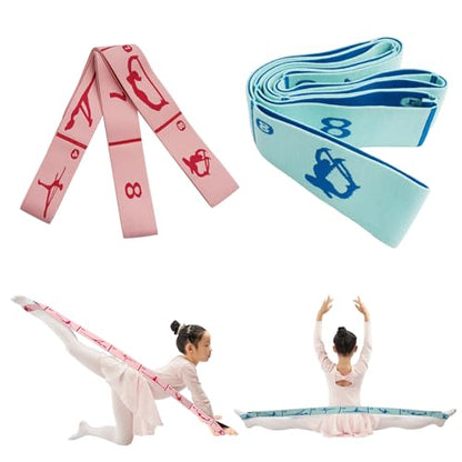 2 PCS Kids Stretching Strap & Band for Dance, Ballet – 8-Loop Adjustable Elastic Equipment for Yoga, Gymnastics Workout, Home Gymnastics, Beginner Flexibility and Stretching Resistance Bands