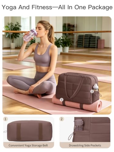 Gitus Travel Duffle Bag for Women Puffer Weekender Bags Carry on Gym Bag - color: Coffee Brown