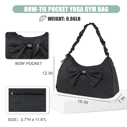 WOLT Gym Bag For Women, Yoga Mat Bag with Shoes Compartment, Wet Pocket and Water Bottle Pocket - color: Black