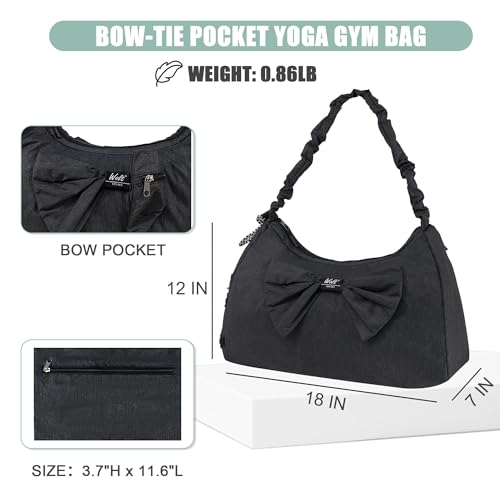 WOLT Gym Bag For Women, Yoga Mat Bag with Shoes Compartment, Wet Pocket and Water Bottle Pocket - color: Black