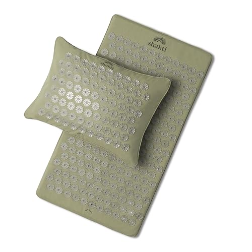 ShaktiMat Premium Acupressure Mat & All-Over Pillow Set, Level 1 Intensity in Tulsi, Thousands of Signature Spikes that Massage Muscles, Aid Sleep & Unlock Inner Tension | Similar to Acupuncture