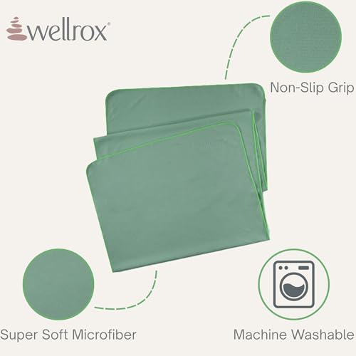 Wellrox Microfiber Yoga Mat Towel with Grip – Ultra Absorbent, Super Soft, and Quick Dry Hot Yoga Towel Non Slip for Pilates, Bikram, and Fitness Workouts (74” x 26”, Green) - color: Green