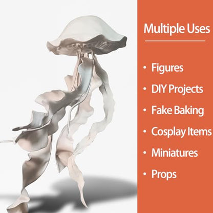 Air Dry Clay Lightweight, Flexible Modeling Clay for Adults Arts and Crafts | Professional & Moldable, Soft & No-Stick, Polymer Clay for Sculpting, Molding,Anime Figures,Making Costumes,DIY Projects - color: White-3 Packs