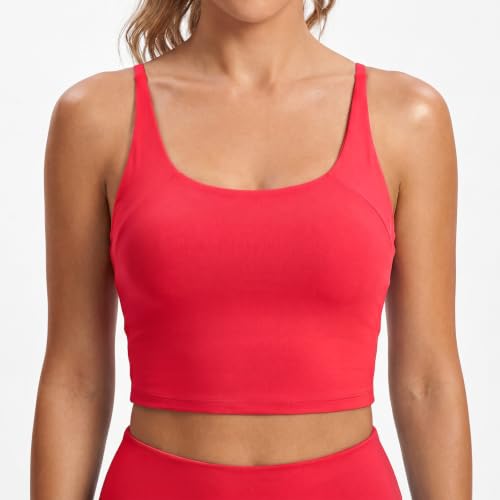 Aoysky Womens Strappy Sports Bra Adjustable Cross Back Longline Crop Top - color: Red, size: X-Small