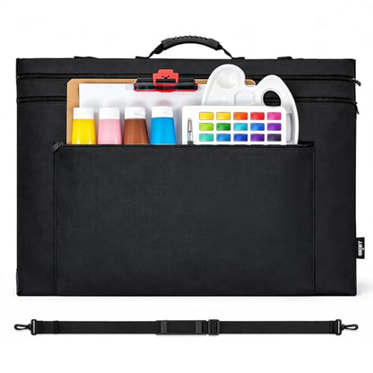 JJRING 24x36 Art Portfolio Tote Bag With Shoulder Strap, Black | Large Carrying Storage Case With Handle For Artwork, Posters, Canvas, And Drawing Boards - size: 24''*36''