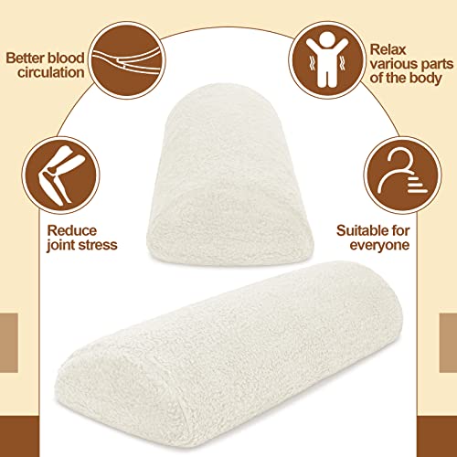 Sintuff Recliner Leg Rest Cushion Sofa Footrest Pillow with Cover Half Moon Bolster Pillow Under Knee Pillow for Sleeping On Back Alleviating Pain, 19.7 x 8 x 3.5 Inch (Beige) - color: Beige