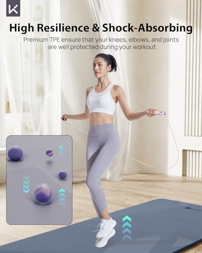 KEEP Extra Wide Yoga Mat, 7mm Thick 72" x 32" Exercise Mat | 7mm thick Extra wide yoga mat with carry strap for home workout, yoga, exercise and Pilates - color: Navy Blue