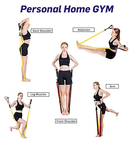 EILISON Resistance Band Kit with Heavy Duty Protective Sleeves for Safe Workout and Soft Anti-Slip Foam Handle, Door Anchor, Ankle Strap for Men and Women Stackable
