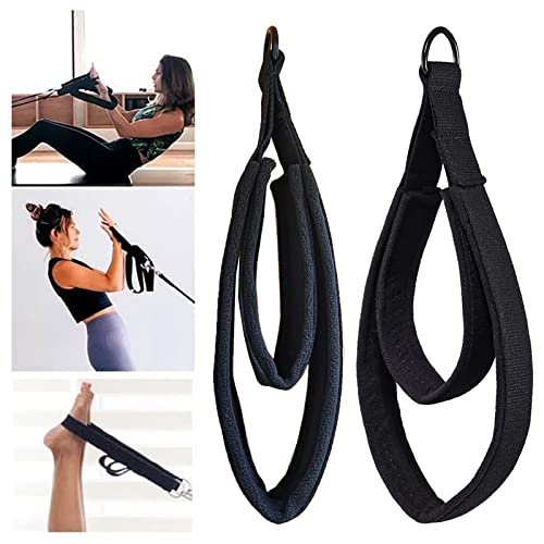 LOOEEL 2Pcs Pilates Double Loop Straps Feet Fitness Equipment Straps Double Padded Pilates D-Ring Loops Yoga Double Loop Straps Handle Straps Pilates Reformer Accessories for Home Gym Workout