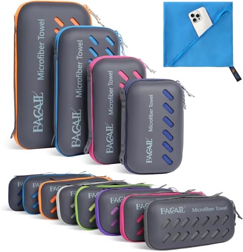 BAGAIL Camping Towel with EVA Case, Compact & Ultra Soft Microfiber Travel Towel - Super Absorbent & Lightweight Quick Dry Towels for Sports, Beach, Gym, Backpacking, Hiking and Yoga - color: Blue, size: L - 28" x 56"