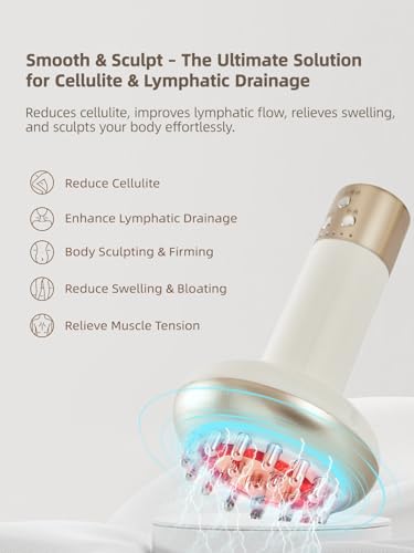Yuonry Lymphatic Drainage Massager & Anti Cellulite Massage Tool, Reduce Stretch Marks & Cellulite, for Legs, Arms & Belly, Body Sculpting Machine with Microcurrent, Light, Heat & Vibration,White | Reduce Stretch Marks & Cellulite, for Legs, Arms & Belly,