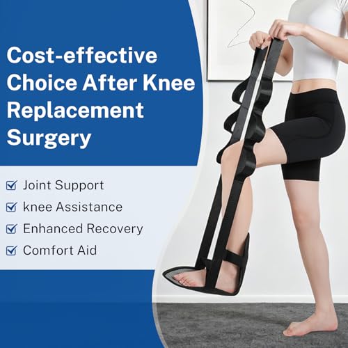 Physical Therapy Stretching Strap for Knee Pain Relief, Adjustable Flexibility Aid, Yoga Pilates Rehab Tool for Hamstring, Hip Flexor, IT Band, Includes Portable Storage Bag, 1Pc