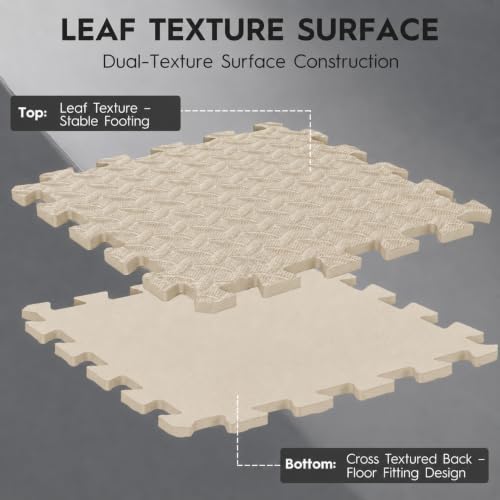 18 Pcs EVA Foam Floor Tiles, Puzzle Exercise Mat Set for Gym - color: Beige