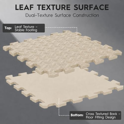 18 Pcs EVA Foam Floor Tiles, Puzzle Exercise Mat Set for Gym - color: Beige