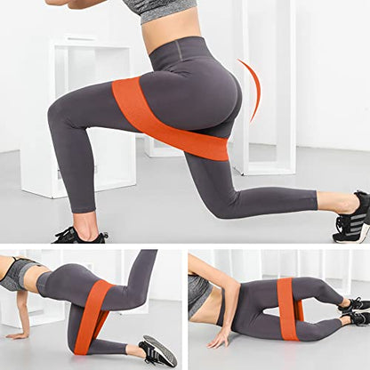 Hatha Yoga Large Resistance Band,14.5" x3.15",Fabric Exercise Loop Bands with Instruction Guide and Carry Bag, Set of 3. - color: Orange