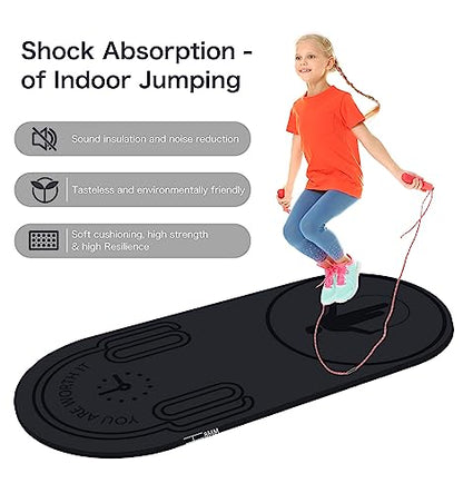 8/20/30mm Jump Rope Mat Fitness Exercise Mat Durable, Non-Slip, Workout Mats with Jump Rope & Carrying Bag for Home Gym Flooring (55"x 24") - color: Black-8mm