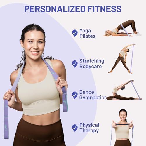 Slim Panda Stretch Strap, Multi-Loop for Physical Therapy,Elastic Yoga Stretching Strap for Dance,Yoga, Pilates & Gymnastics Exercise, Ballet Stretching Band for Flexibility, Leg Stretching - color: Purple