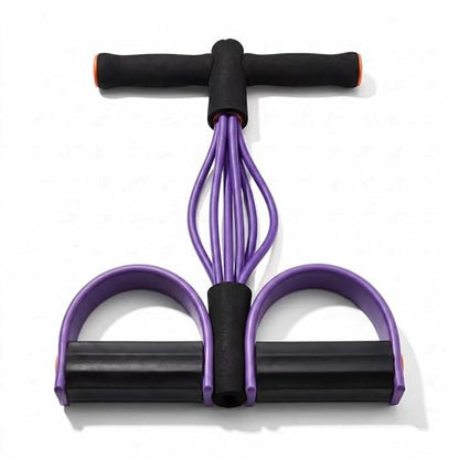 Upgraded Durable 6-Tube Pedal Resistance Strap with Handle, Natural Rubber Fitness Resistance Strap, Multifunctional Fitness Strap, Suitable for Abdominal, Waist, arm, and Leg Shaping Training - color: Purple