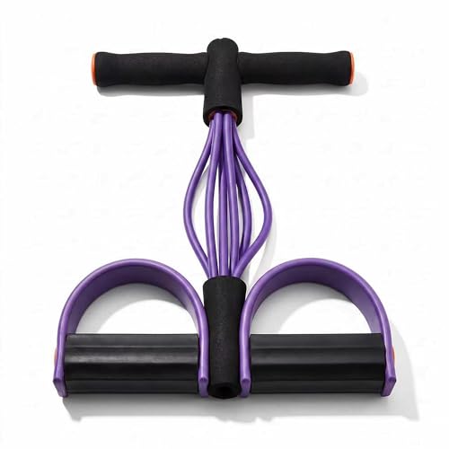 Upgraded Durable 6-Tube Pedal Resistance Strap with Handle, Natural Rubber Fitness Resistance Strap, Multifunctional Fitness Strap, Suitable for Abdominal, Waist, arm, and Leg Shaping Training - color: Purple