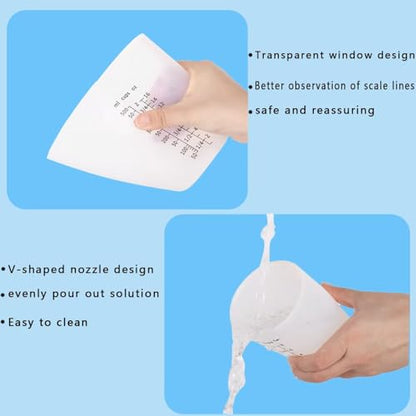 Silicone Measuring Cup, 5PCS Silicone Cups for Epoxy Resin Mixing, 500 & 100ml Reusable Resin Supplies for Resin, Molds, Jewelry Making