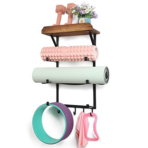 Yoga Mat Holder Wall Mount, Yoga Mat Rack Home Gym Accessories - color: Carbonized Black