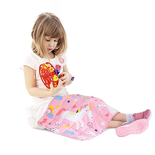 Sivio Cotton Weighted Lap Blanket, 19"x21" 2 lbs - color: Pink Unicorn, size: 19"x 21" 2lbs