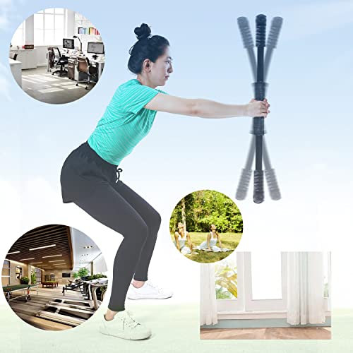 Elastic Fitness Stick Elastic Bar Body Exercise Bar Muscle Training for Exercise Tremor Stick Shoulder Rehabilitation Physical Therapy, Aerobics,Body Shaping Home Gym Yoga, Pilates - color: matt black