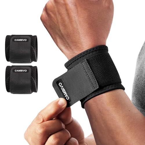 CAMBIVO 2 Pack Wrist Brace for Carpal Tunnel with wraps, Black - color: Black