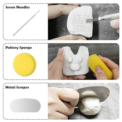 EIGTWEN 100ml Air Dry Clay Glaze and 29pcs Clay Tools Kit, Gloss Varnish | Gloss Glaze, Waterproof,Prevents Clay Scratches & Wear, Air Dry Clay Tool,Dotting Tools,Ball Tools,Carving Tools,Shaper Tools - size: Gloss