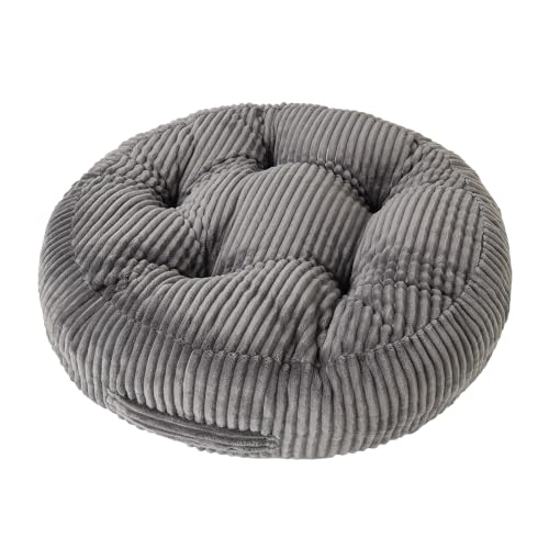 Round Floor Pillow, 6-Inch Thick Meditation Floor Cushion with PP Cotton Filling, Soft Corduroy Boho Floor Seating for Living Room, Bedroom, 22 x 22 Inches (Gray, 1 Pack) - color: Gray, size: 1 Pack