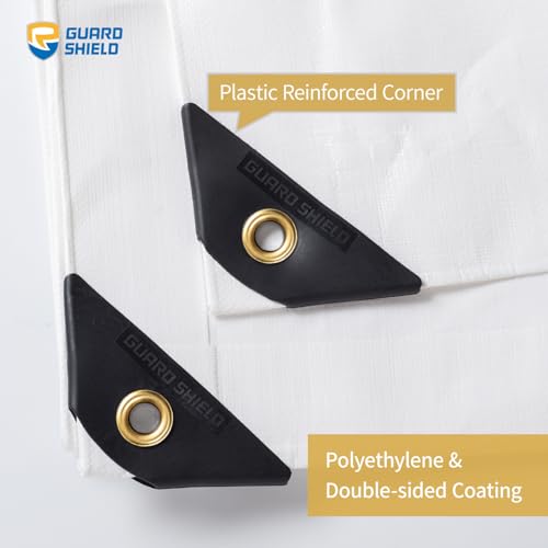 GUARD SHIELD Super Heavy Duty White Ploy Tarp Cover 10x12 Feet Waterproof Tarps16mil Thick UV and Tear Resistant Tarpualin - color: White, size: 10x12