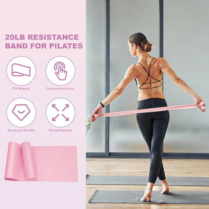 Luscinia Pilates Kit,Home Pilates Ring Kit for Women,Pilates Equipment Ring and Ball Set with Pilates Ring, Pilates Ball, Resistance Bands, Figure 8 Band & Accessories Pilates Starter Kit - color: Pink