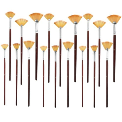 18 Pcs Fan Paint Brushes, Artist Painting Brush Set Professional Soft Anti-Shedding Nylon Brush Wooden Handle Oil Acrylic Brush Suitable for Acrylic Painting, Oil Watercolor Painting