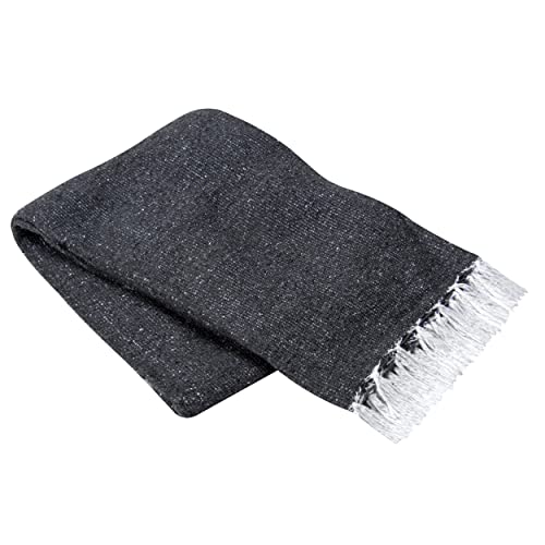 La Montana 6 Pack Heavyweight Solid Mexican Blanket, 74"x50", Charcoal - color: Charcoal