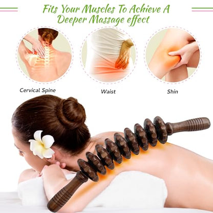 Curved Wood Therapy Massage Stick, Wooden Cellulite Muscle Roller for Legs - color: Brown Curved