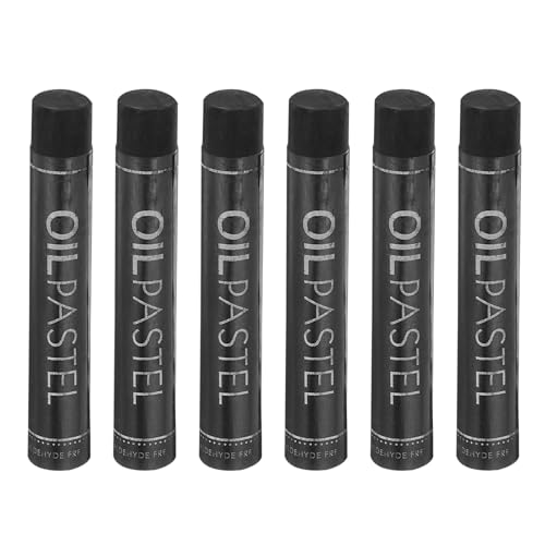 MECCANIXITY 6 PCS Oil Pastels, Soft Oil Chalk Pastels Crayons 11x70mm for Art Painting Drawing Blending, Color Crayons for Art Supplies Beginners, Black - color: Black