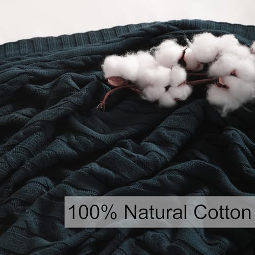 NTBAY Cotton Cable Knit Throw Blanket, 51 x 67, Navy - color: Navy, size: Throw(51"x67")