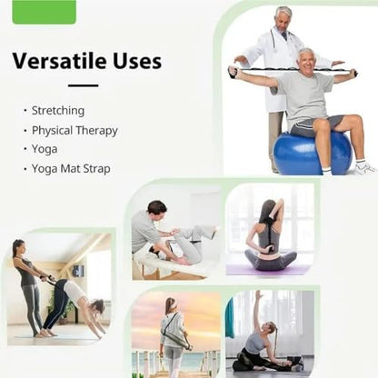 10 Loops Stretching Strap Yoga Strap for Home Workout, Exercise, Pilates and Gymnastics, Non-Elastic Stretch Bands for Women & Men - color: Blue