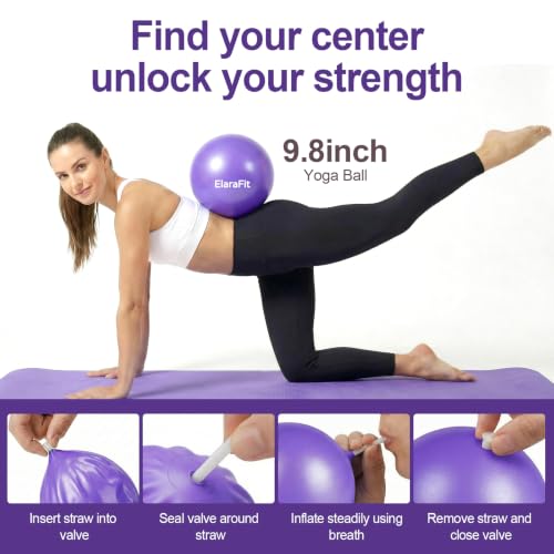Home Pilates Ring and Ball Set for Women with 5 Resistance Bands 13 inch Magic Circle Workout Starter Kit for Beginners Full Body Toning 15 Min Daily Routine - color: All Purple