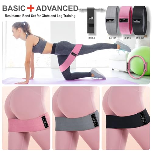 Nuplot Pilates Equipment, Pilates Kit for Home Workouts, Pilates Essentials Kit for Women, Home Pilates Kit with Pilates Ring and Ball Set, Booty Bands, Figure 8 Resistance Band, Yoga Band - color: Black