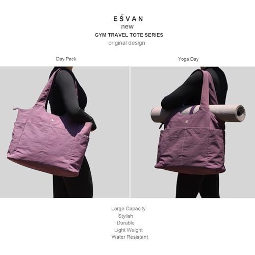 ESVAN Yoga Tote Bag Mat bag Women Shoulder Bags Carryall Tote for Travel Office Workout Gym Nurse Beach - color: Nylon Blue Purple
