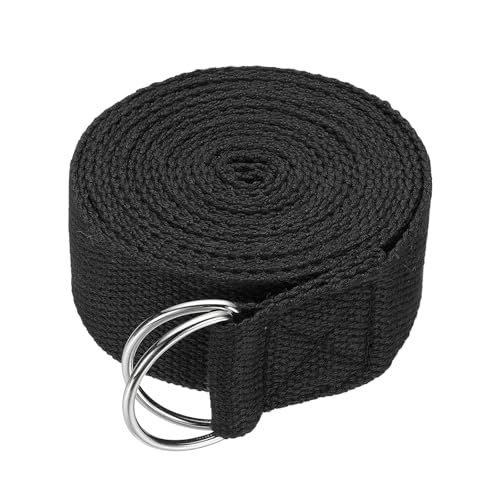 Yoga Strap for Stretching, Athletic Stretch Band with Adjustable Metal D Ring Buckle Yoga Bands - color: Black, size: 10.5ft