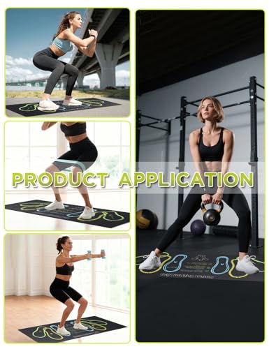 Squat Mat with Foot Position,Large Squat Target Pad 30'' X 13.8'',4mm Thickness Squat Mat Foot Positioning, Exercise Mat for Squats, Leg and Abdominal Workouts - color: Black